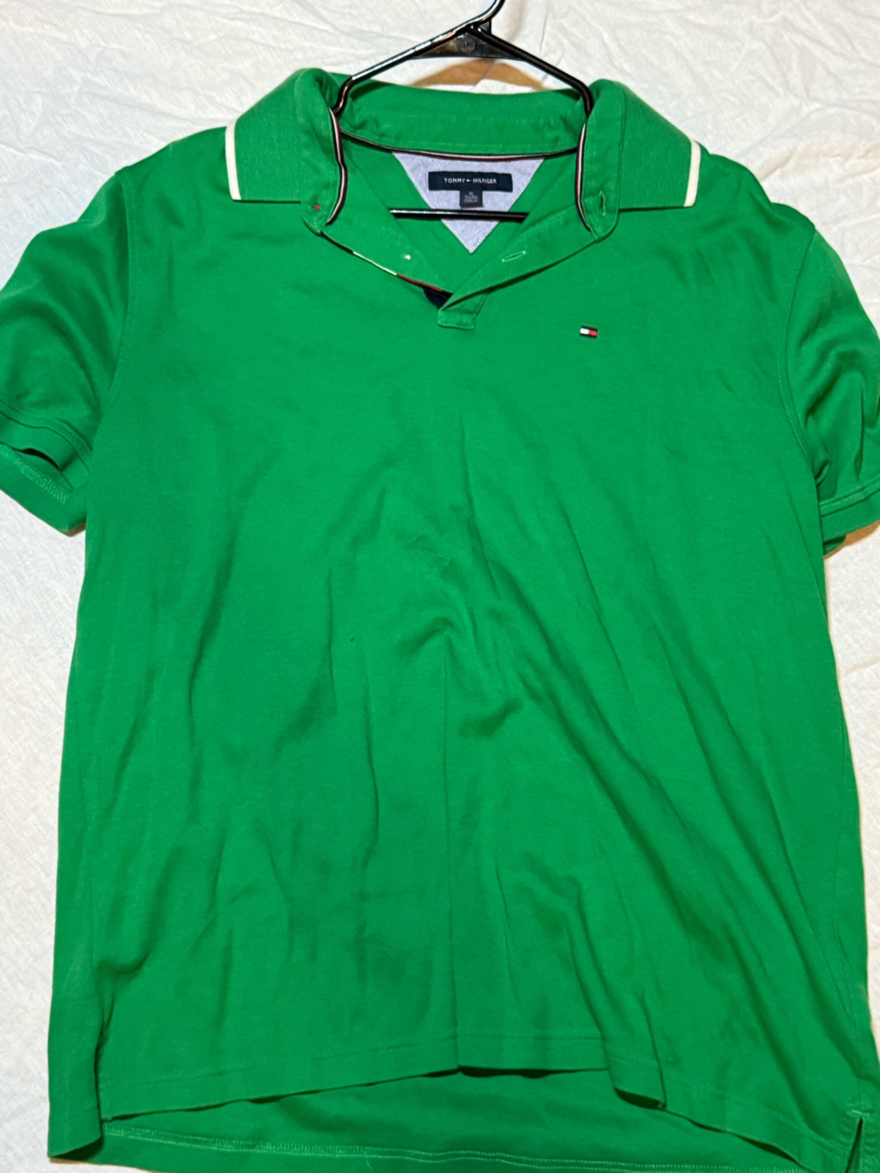 Tommy Hilfiger Green Polo With Contrast Trim
